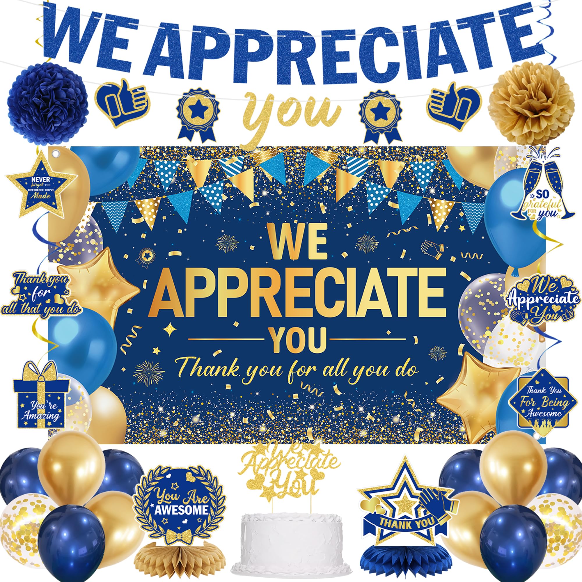 DARUNAXY We Appreciate You Decorations kit banner backdrop and decor