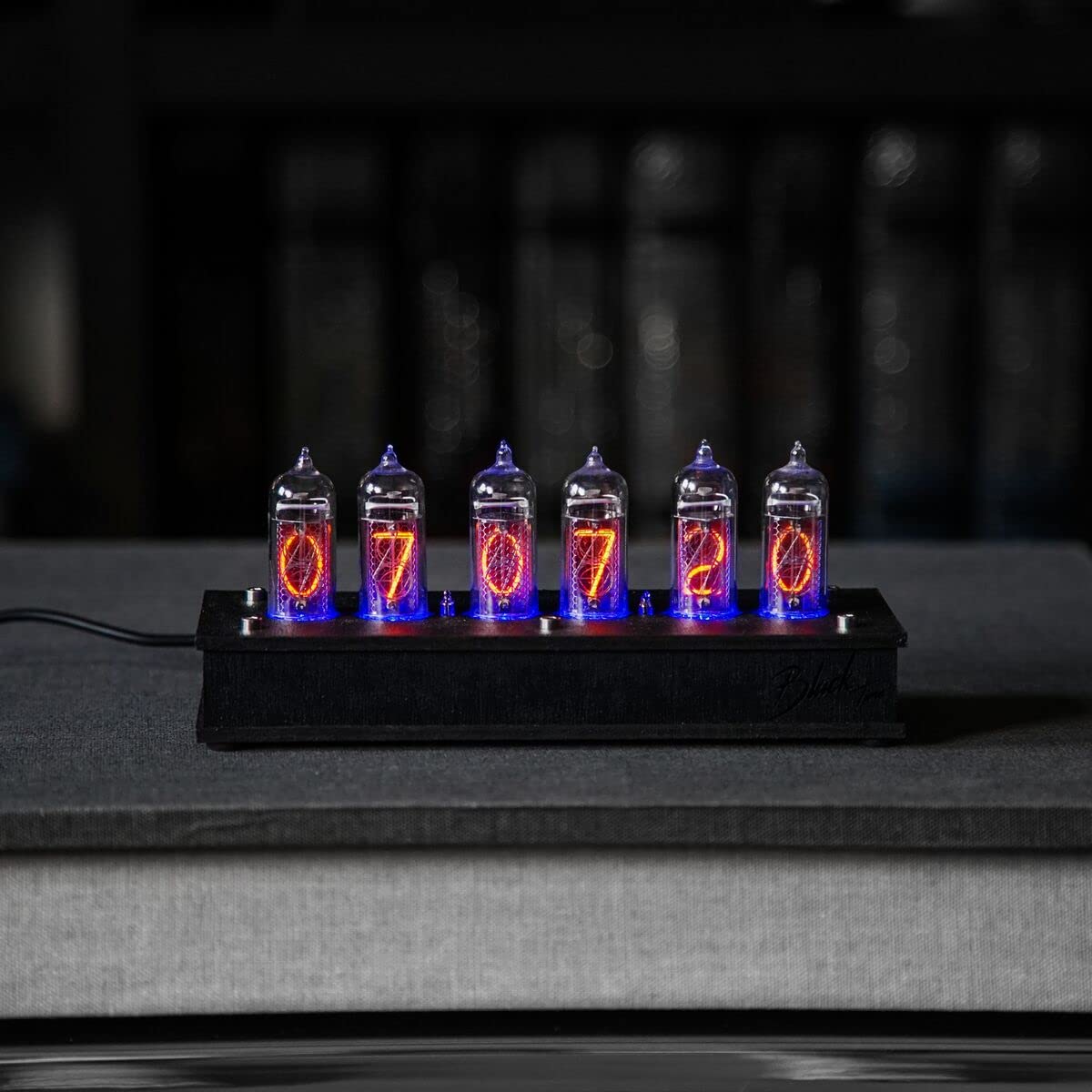 Wooden desk vintage nixie clock black finish