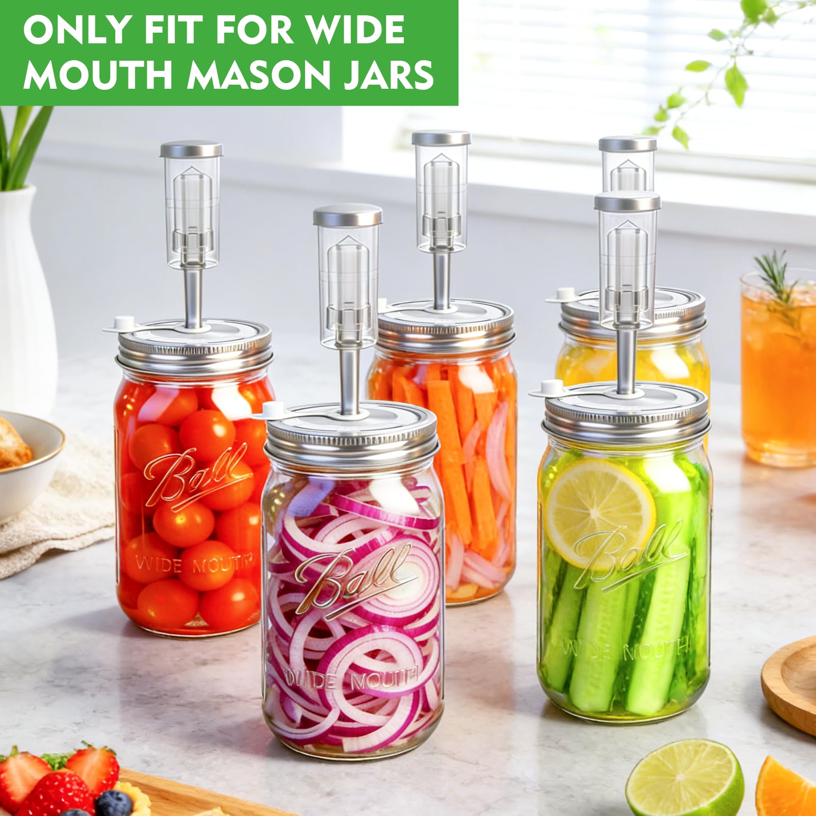 Wide mouth mason jar fermentation kit fits 4oz to 64oz