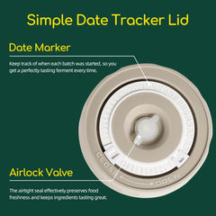 Two heavy-duty glass jars with date-tracking lids for fermentation