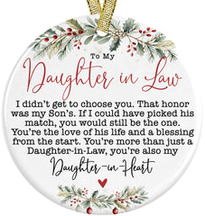 Daughter in Law Floral Ceramic Christmas Ornament 3 inch