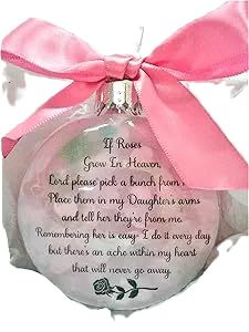Daughter memorial Christmas ornament with pink paper roses