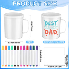 18 DIY mugs with 2 blank liners and 12 colored pens