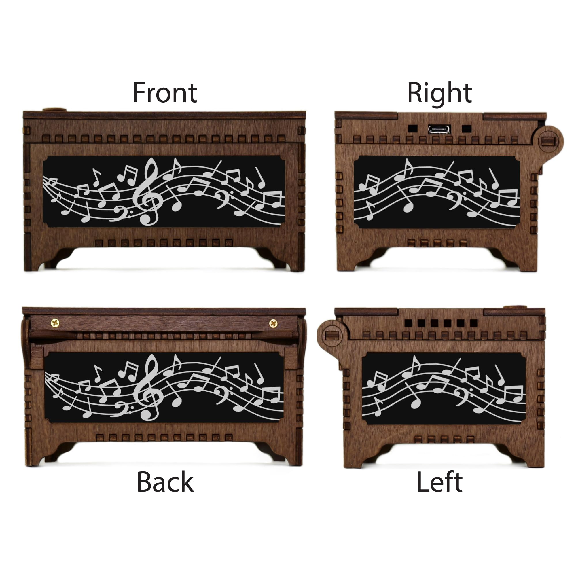 Custom wording around spiral on Davidson Workshop music box