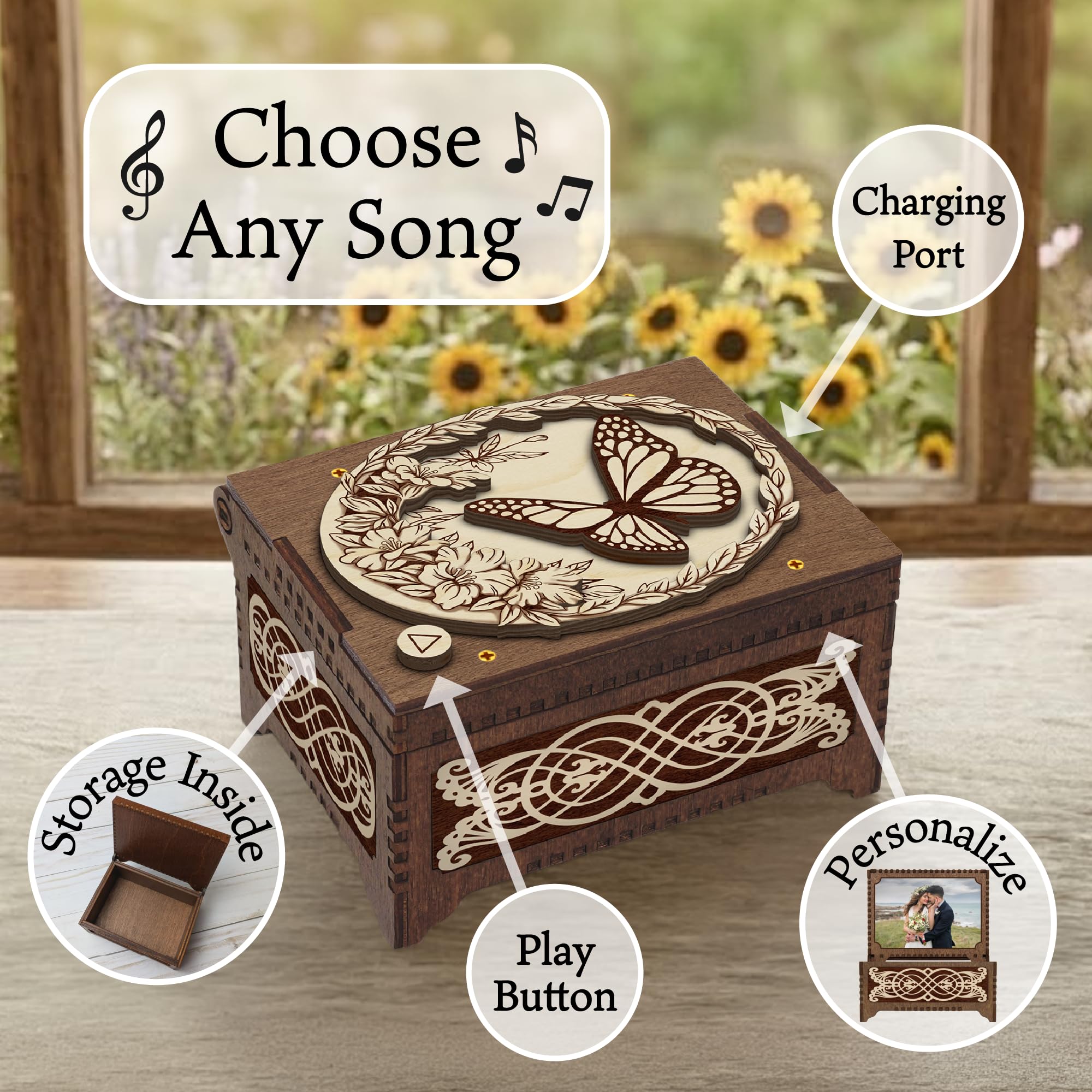 Rechargeable music box with USB-C charging