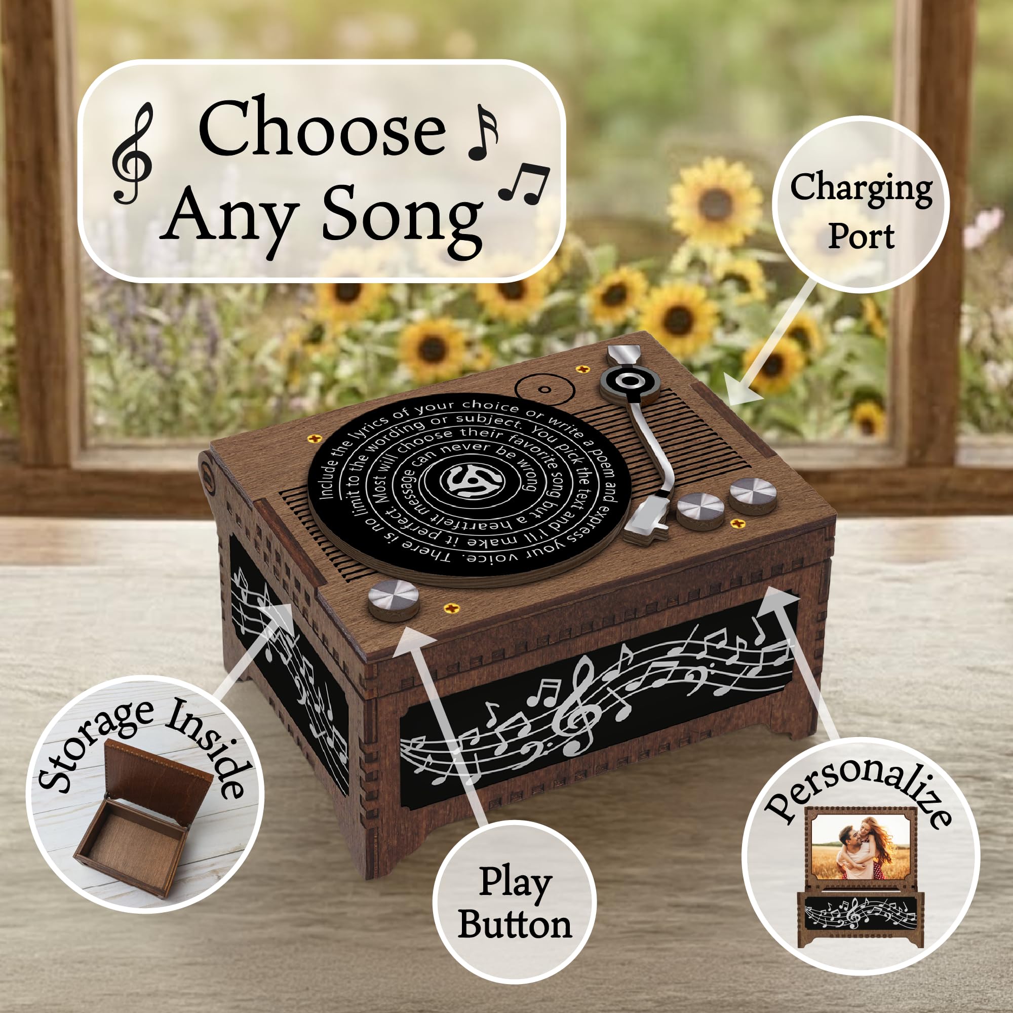 Vinyl record player music box by Davidson Workshop