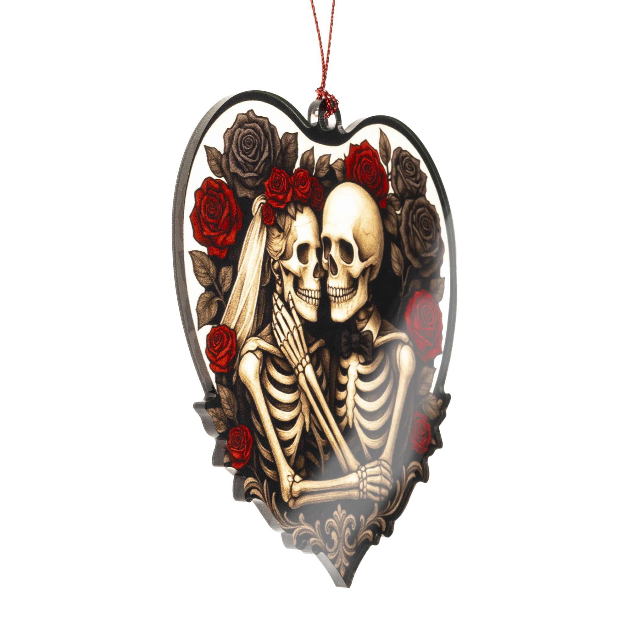 Day of the Dead Skeleton Lovers ornament with stained glass look