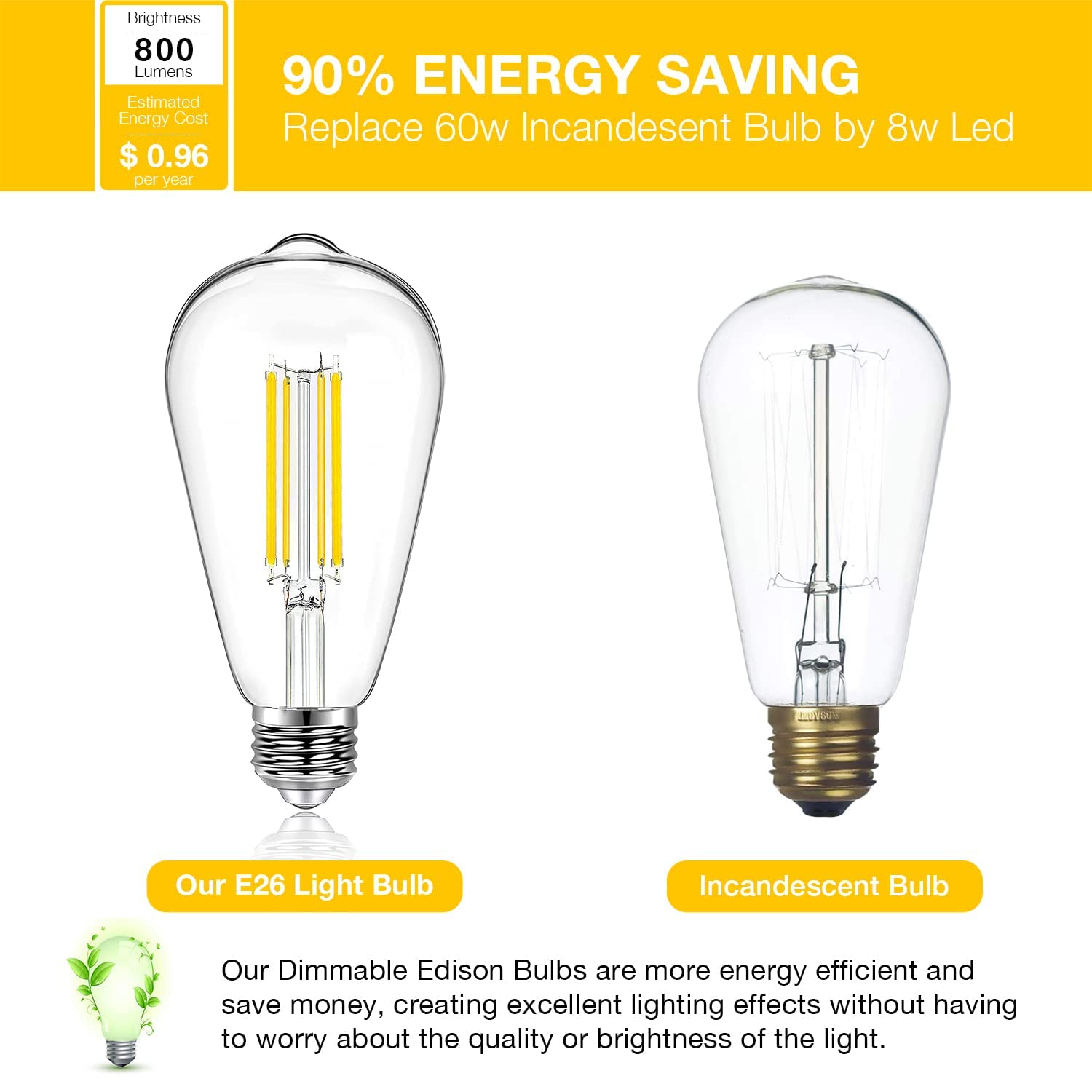 Clear glass Edison bulb DAYBETTER dimmable in chandelier