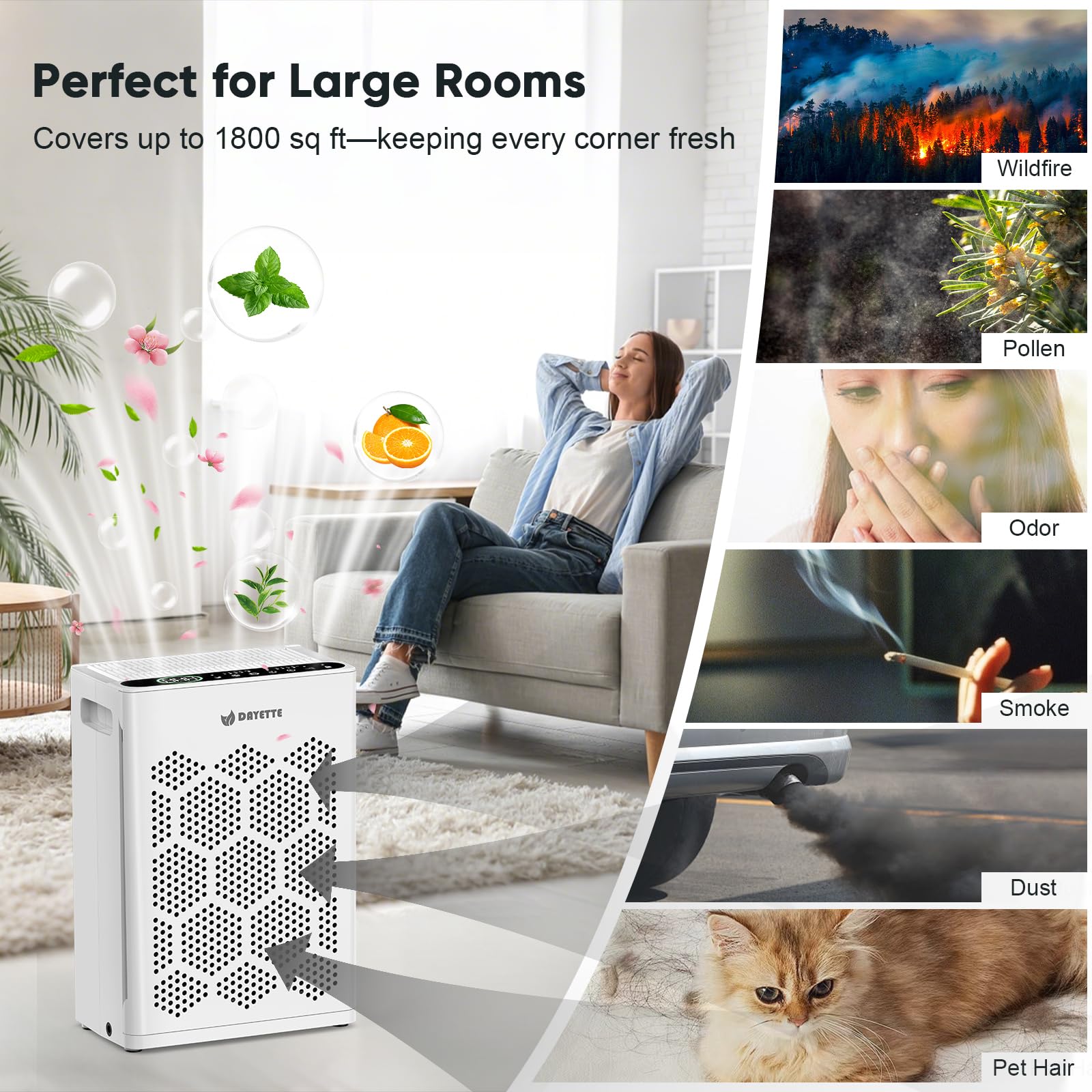 DAYETTE air purifier child and pet lock feature