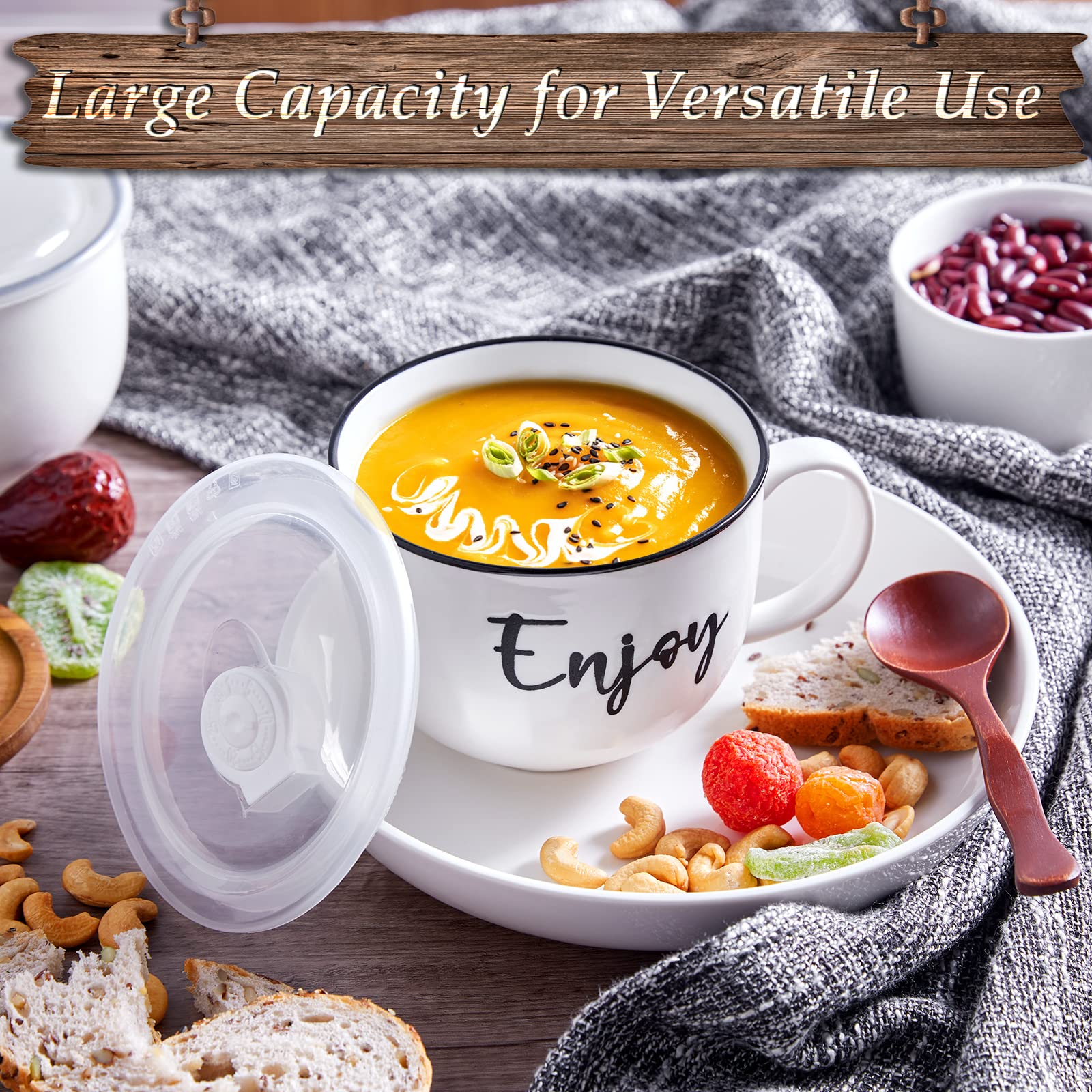 Large 26 oz DAYYET soup mugs for meals to go