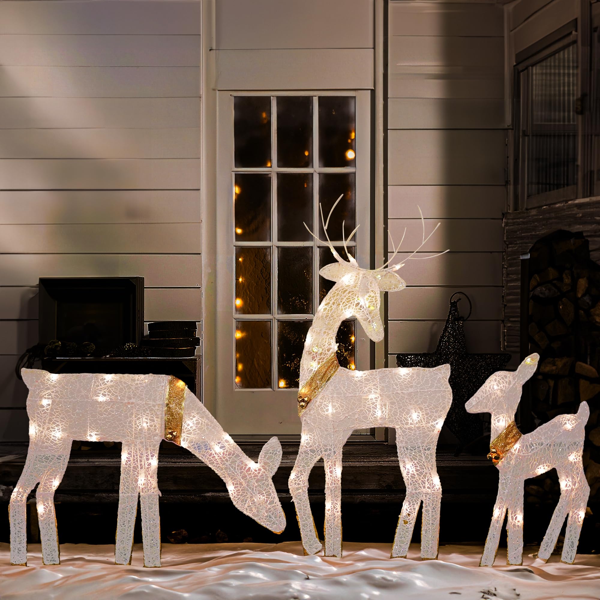 60 LED reindeer family lit decoration