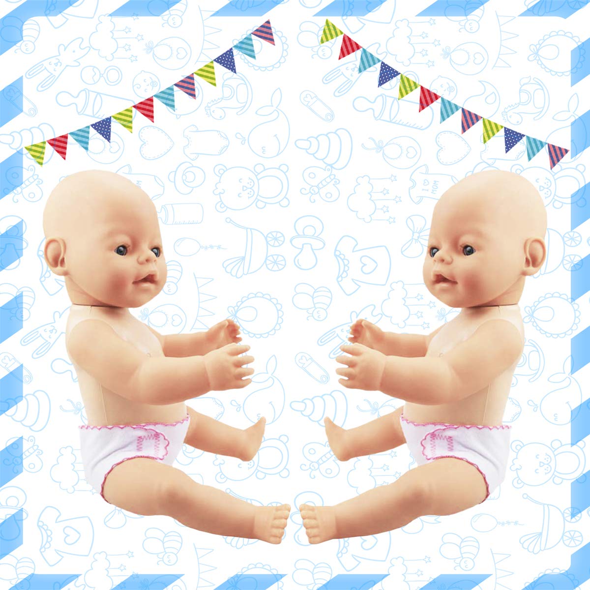 Reusable velcro doll diaper packaging 4-pack