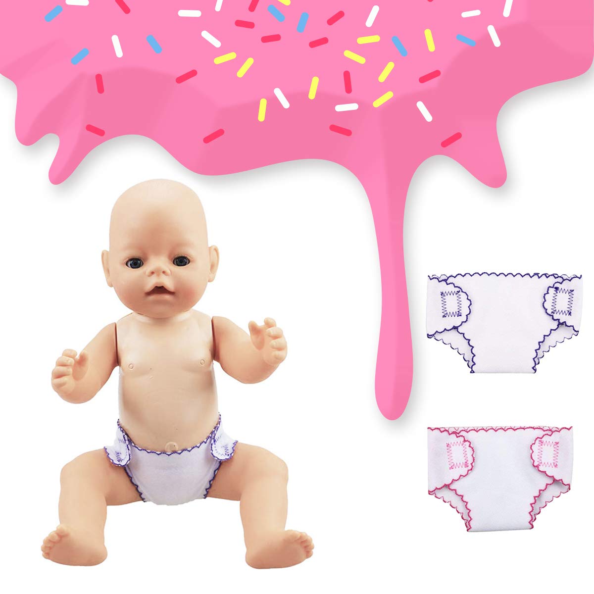 4 different doll diapers suitable for 14-18 inch dolls