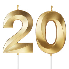 DDgro Gold Number 20 candle on cake