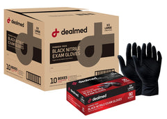 Dealmed black nitrile exam gloves large size