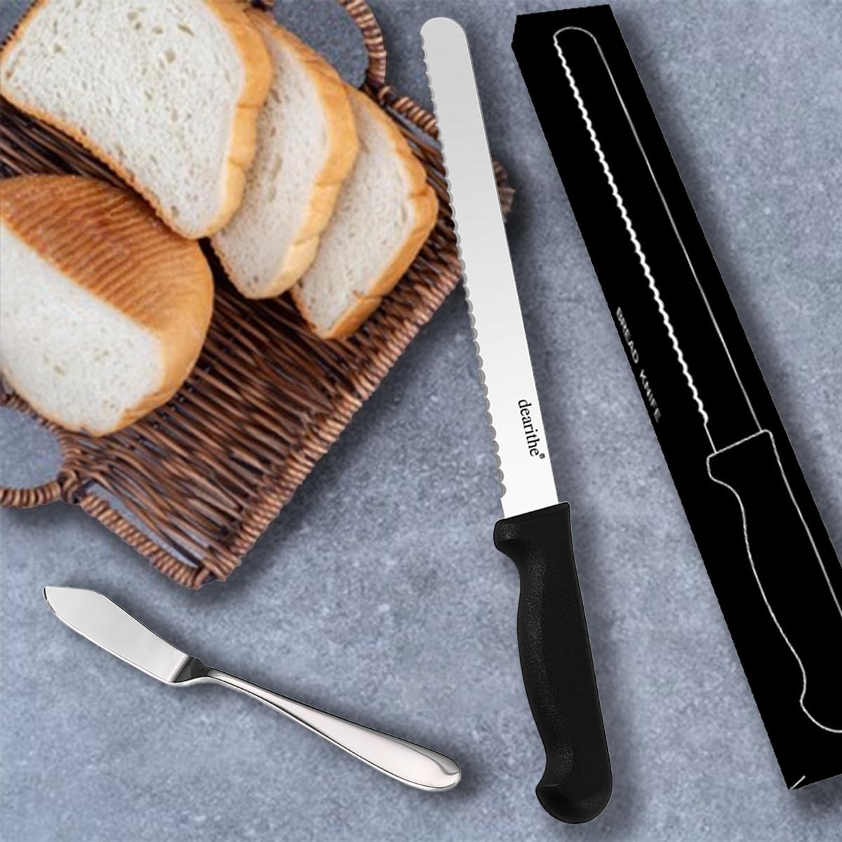 bread knife with sheath 10 inch dearithe packaging image