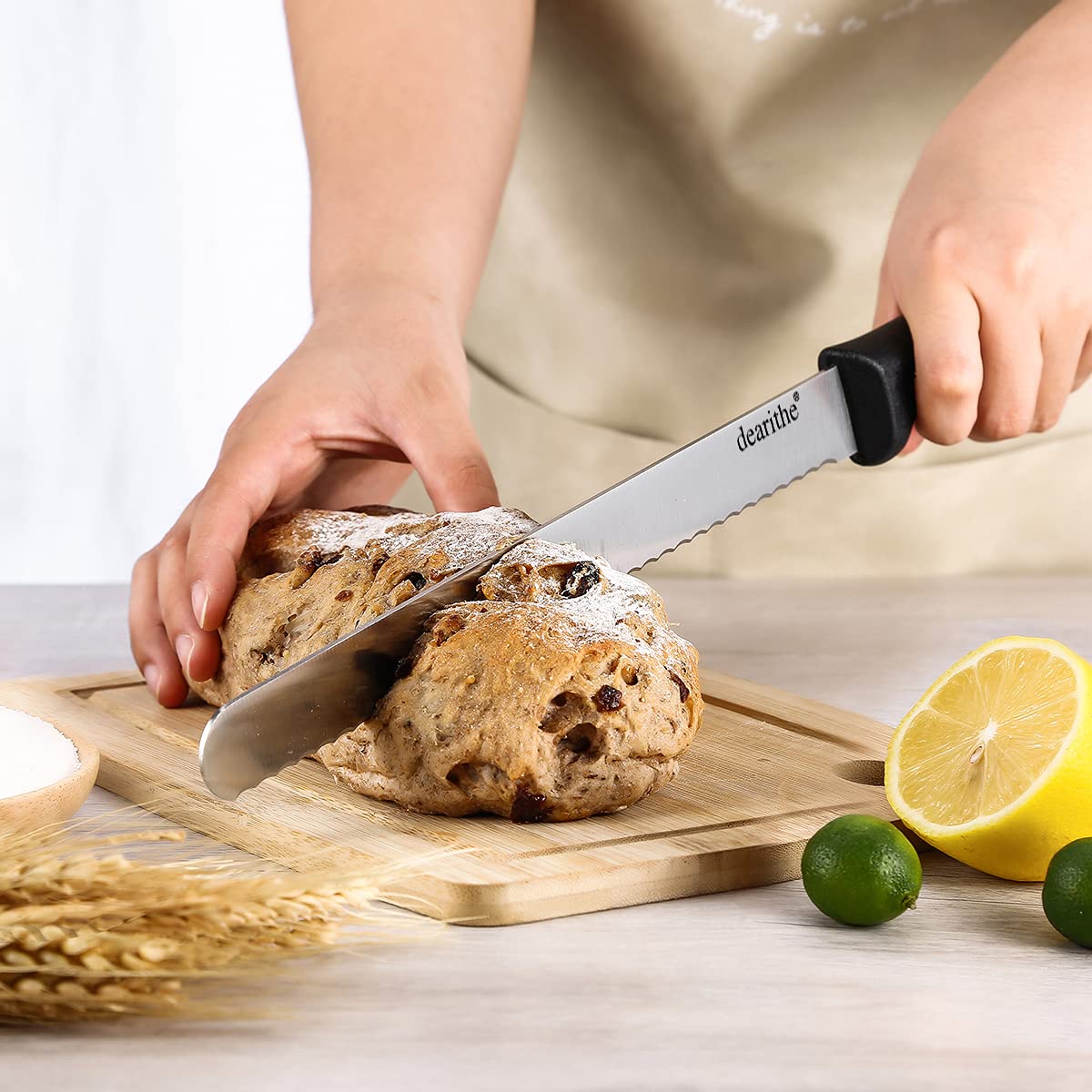 dishwasher safe bread knife with sheath 10 inch dearithe