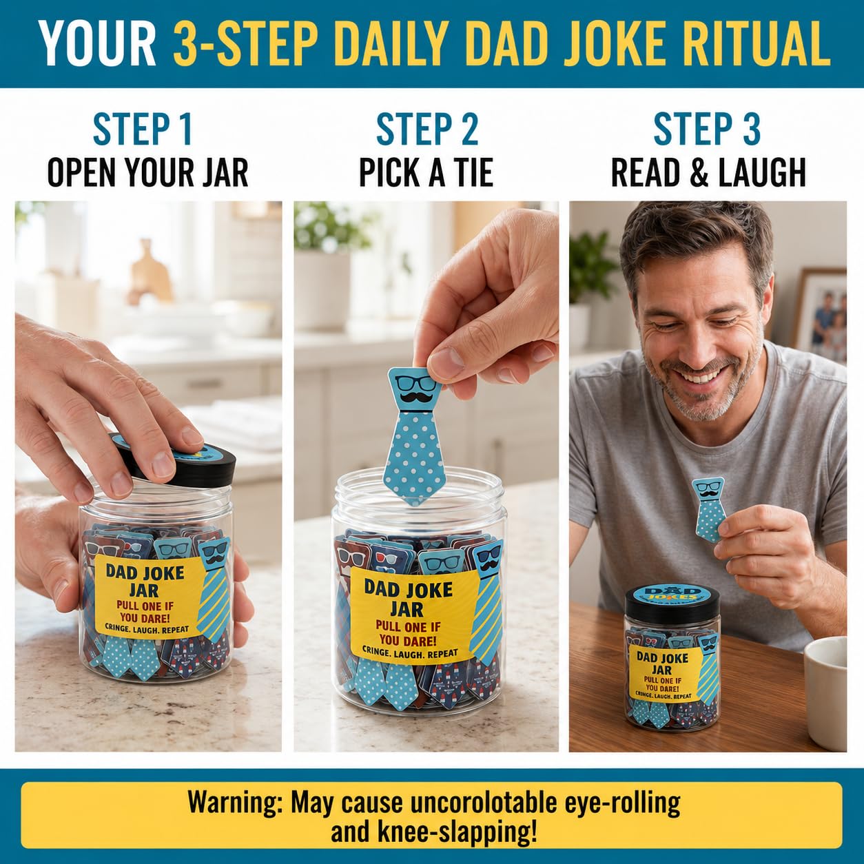 DEARMINE 60 Dad Jokes Jar family friendly jokes