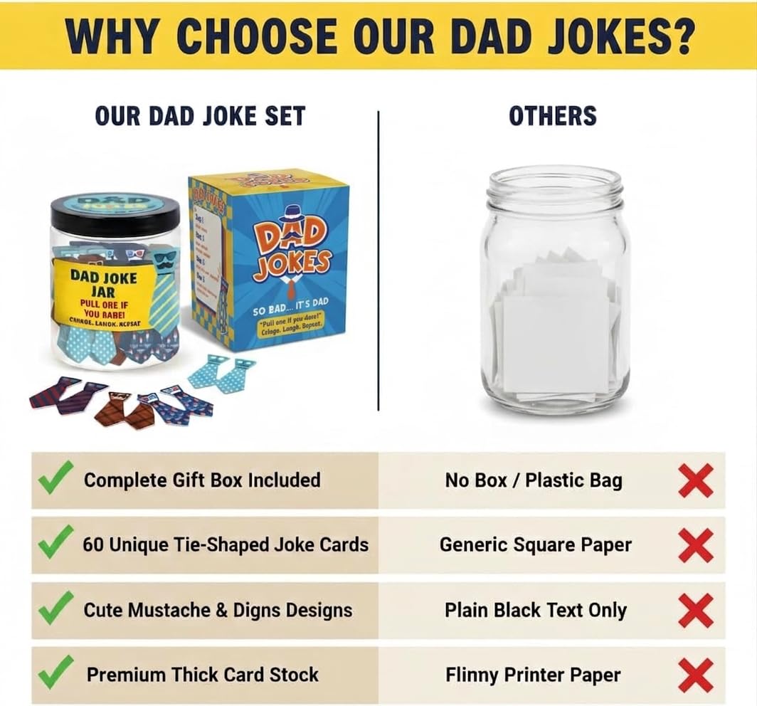 DEARMINE 60 Dad Jokes Jar gift idea