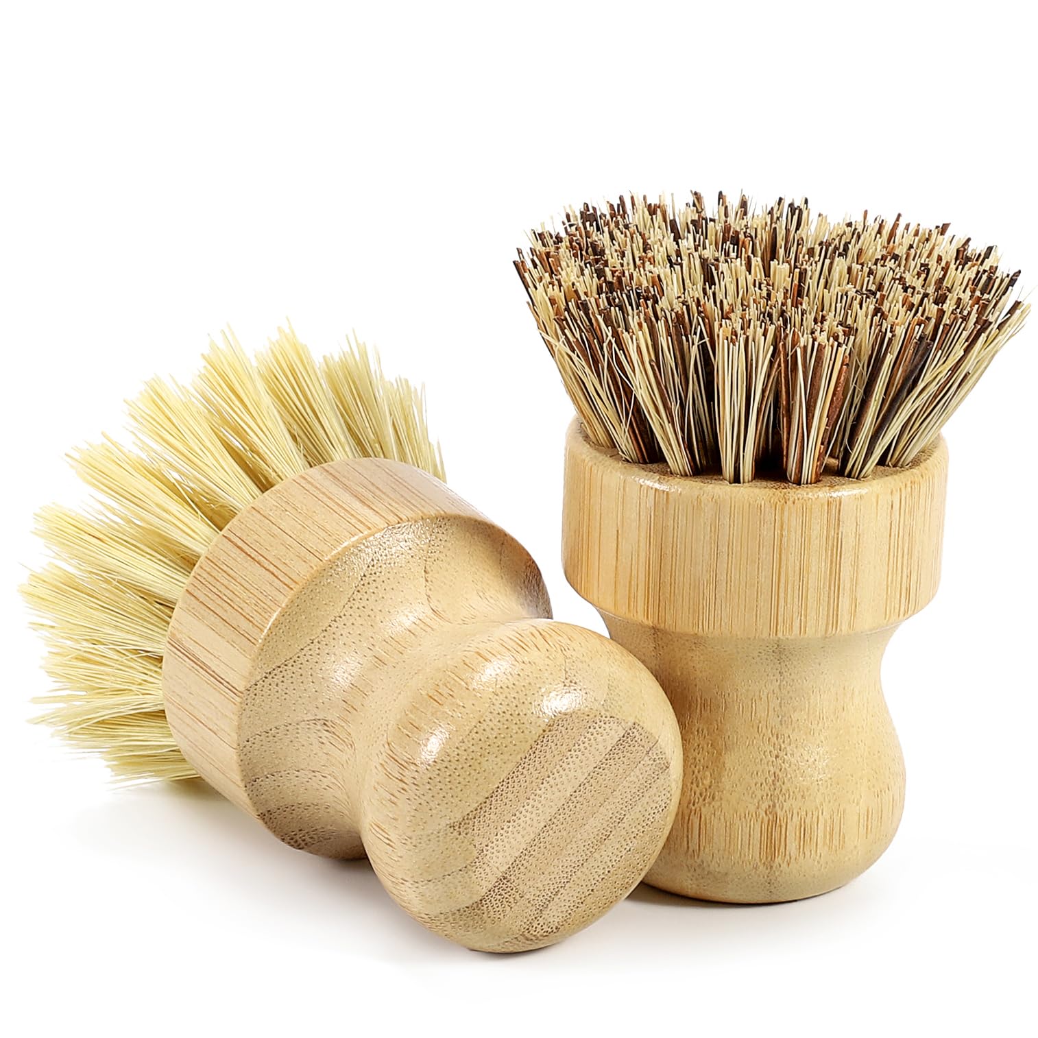 DEBETOOL 2-Pack bamboo dish brush with natural sisal and palm bristles