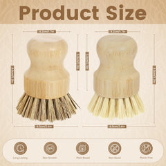 DEBETOOL bamboo dish brush for non-stick pans with palm bristles