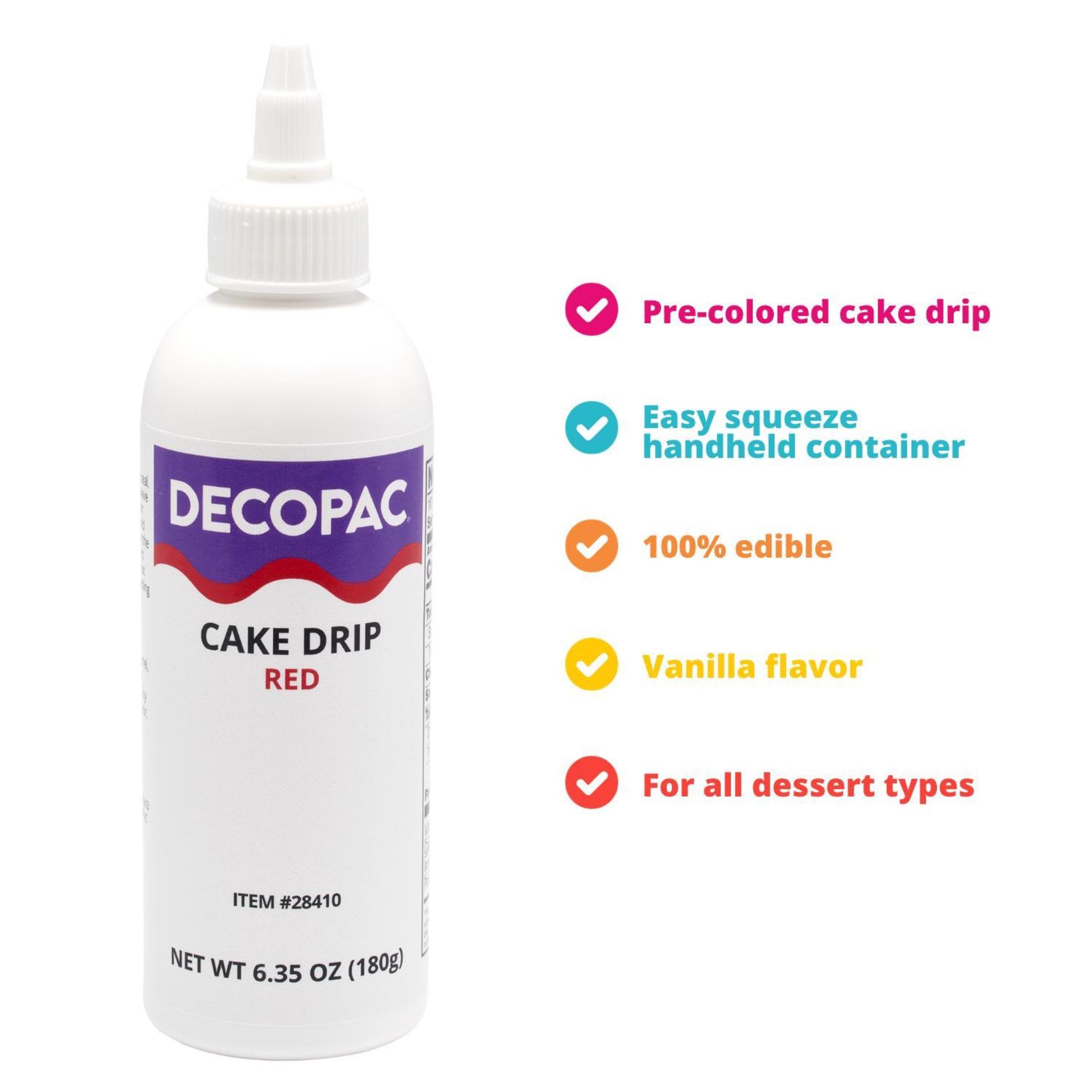 DecoPac cake drip vanilla flavor 6.35 oz packaging