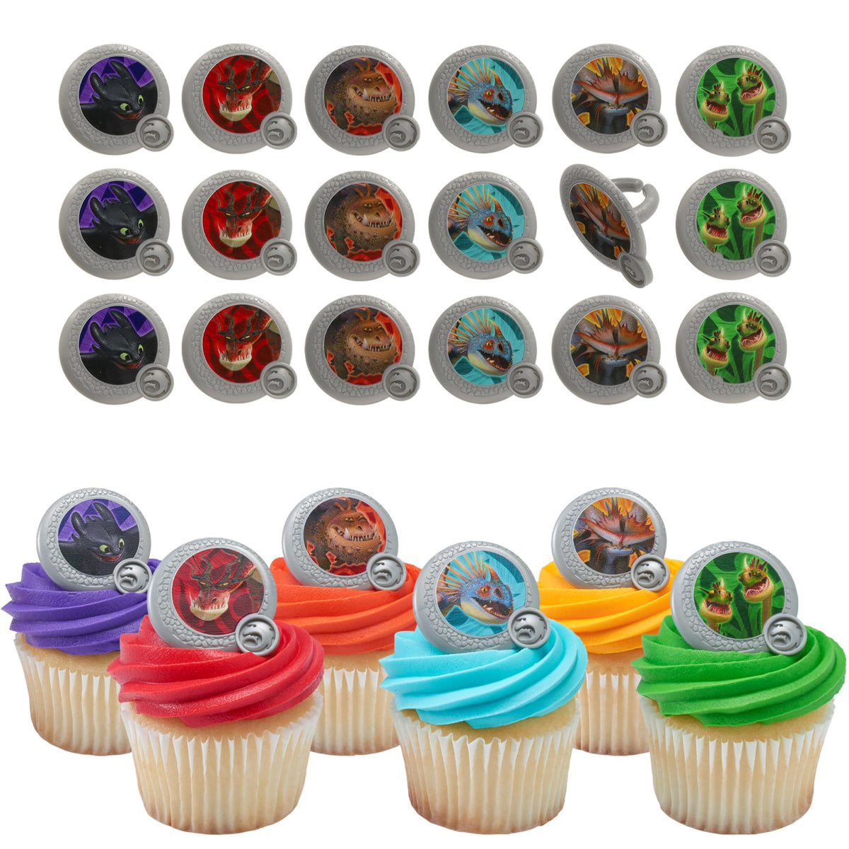 DecoPac How To Train Your Dragon Rings cupcake toppers 24 pack