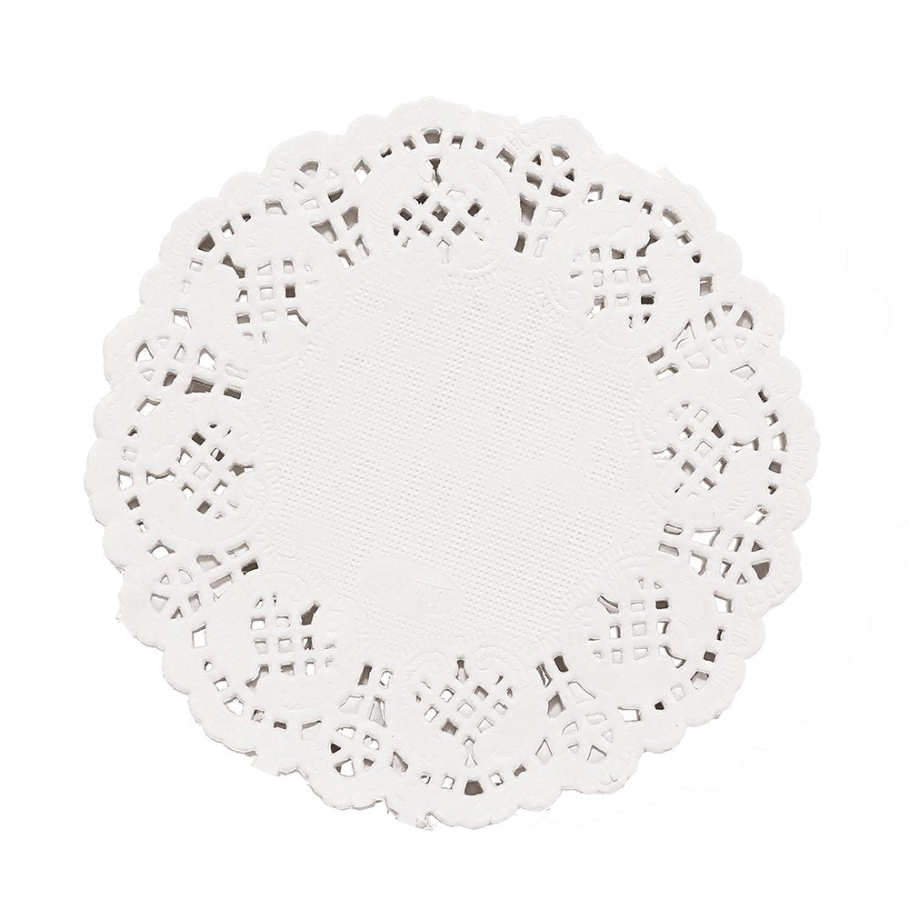 DECORA 3.5inch round white lace paper doilies 100-pack
