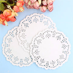 Food grade paper doilies round white 3.5 inch DECORA