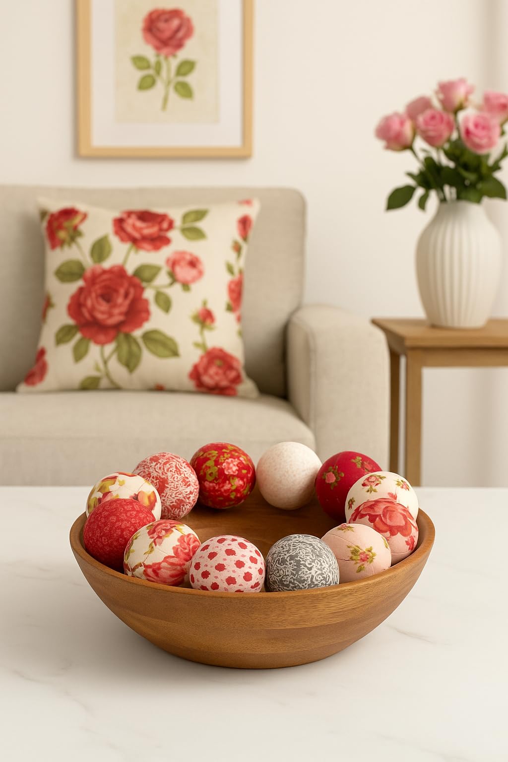 Lightweight virtually unbreakable decor balls in fabric