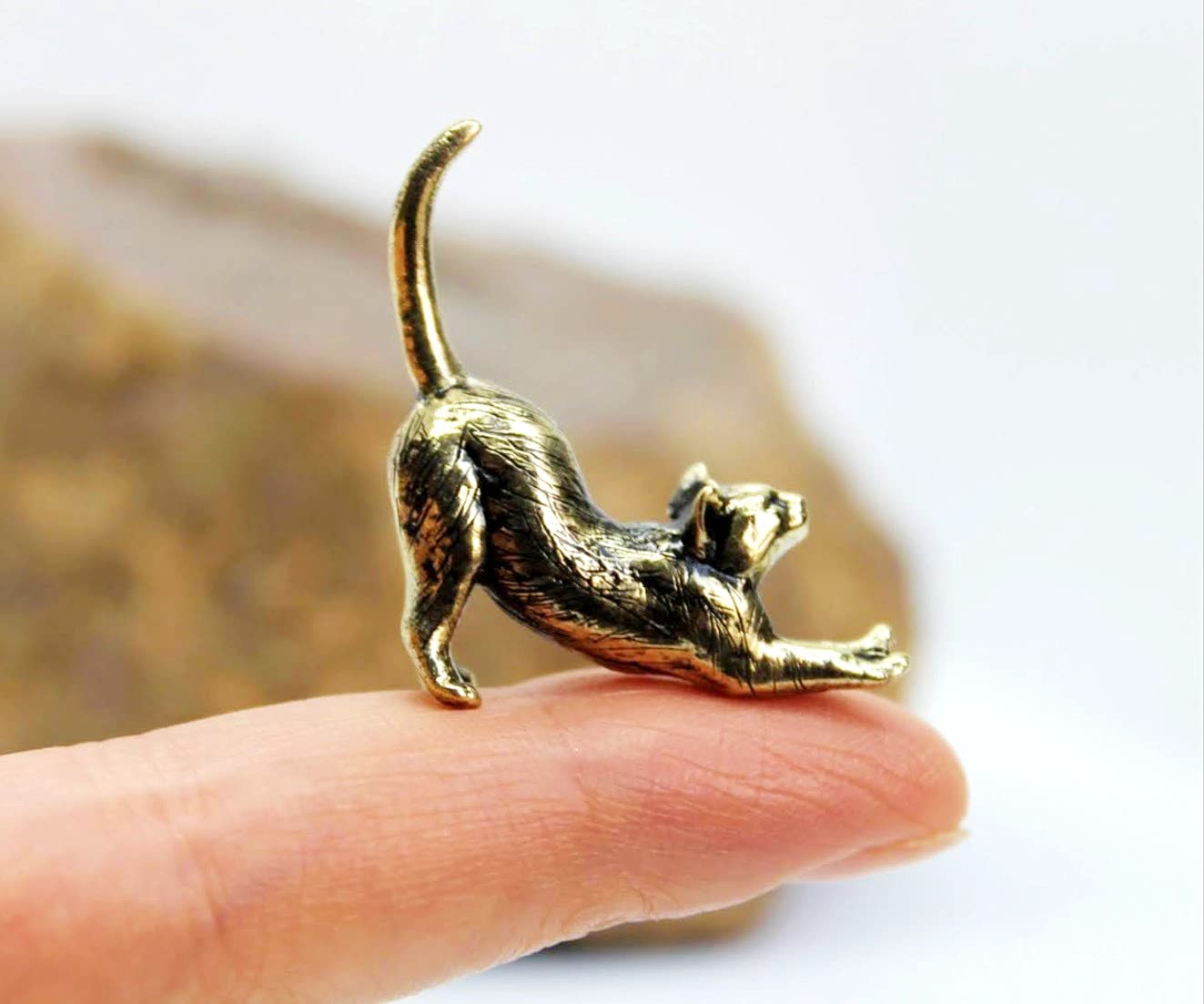 Kitten brass figurine decorative piece for cat lovers