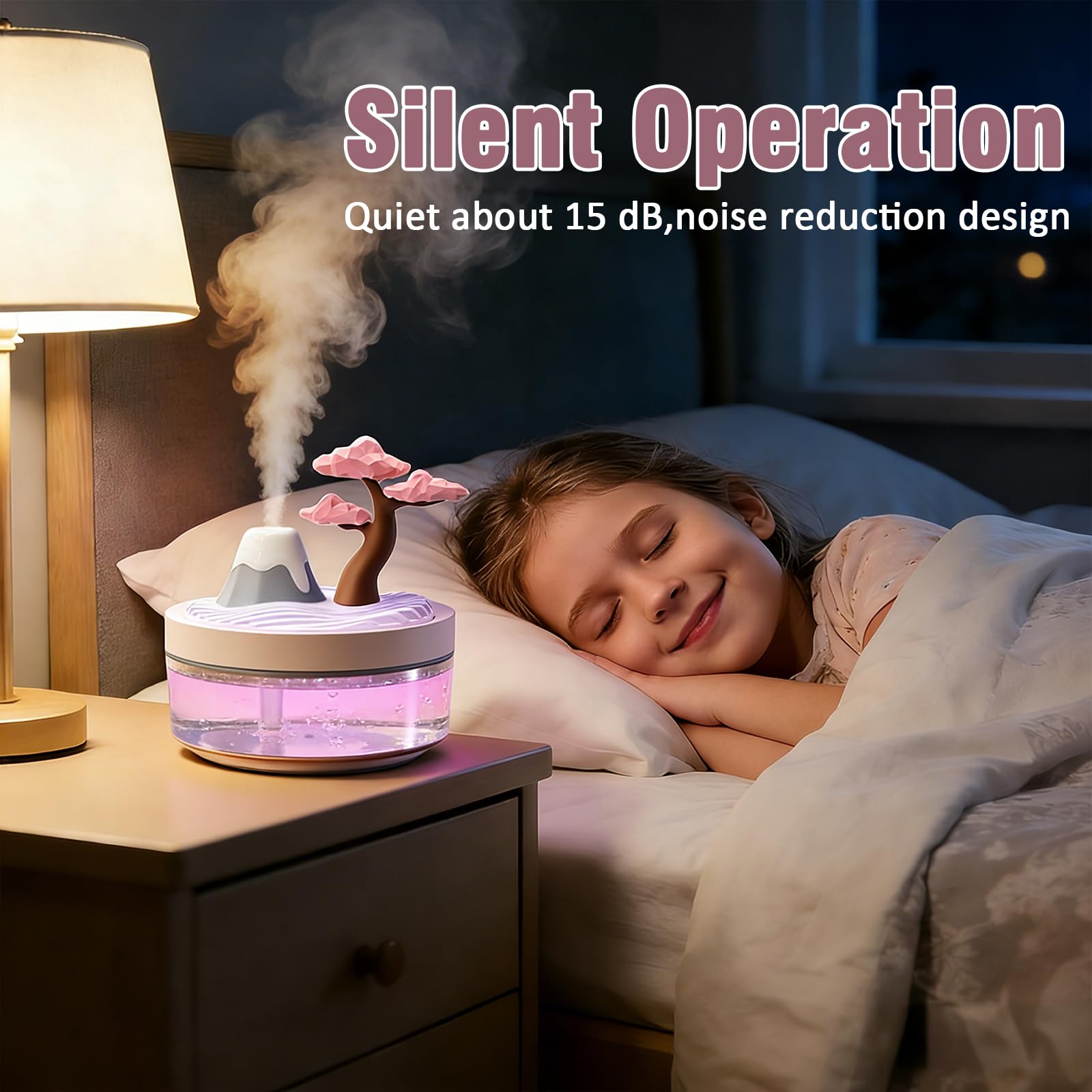 Decorative cherry blossom humidifier on desk or shelf