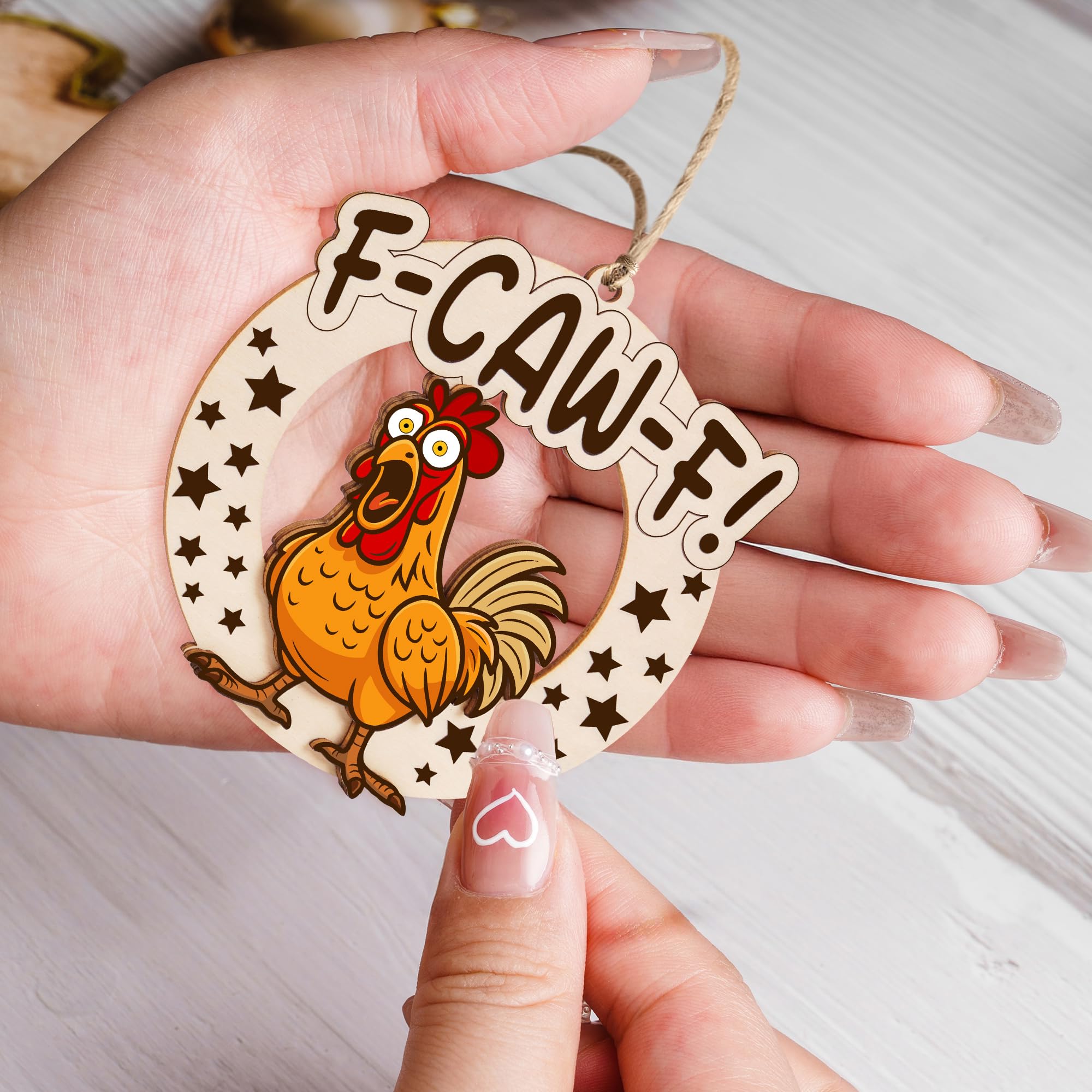 Unique chicken ornament for farmhouse decor