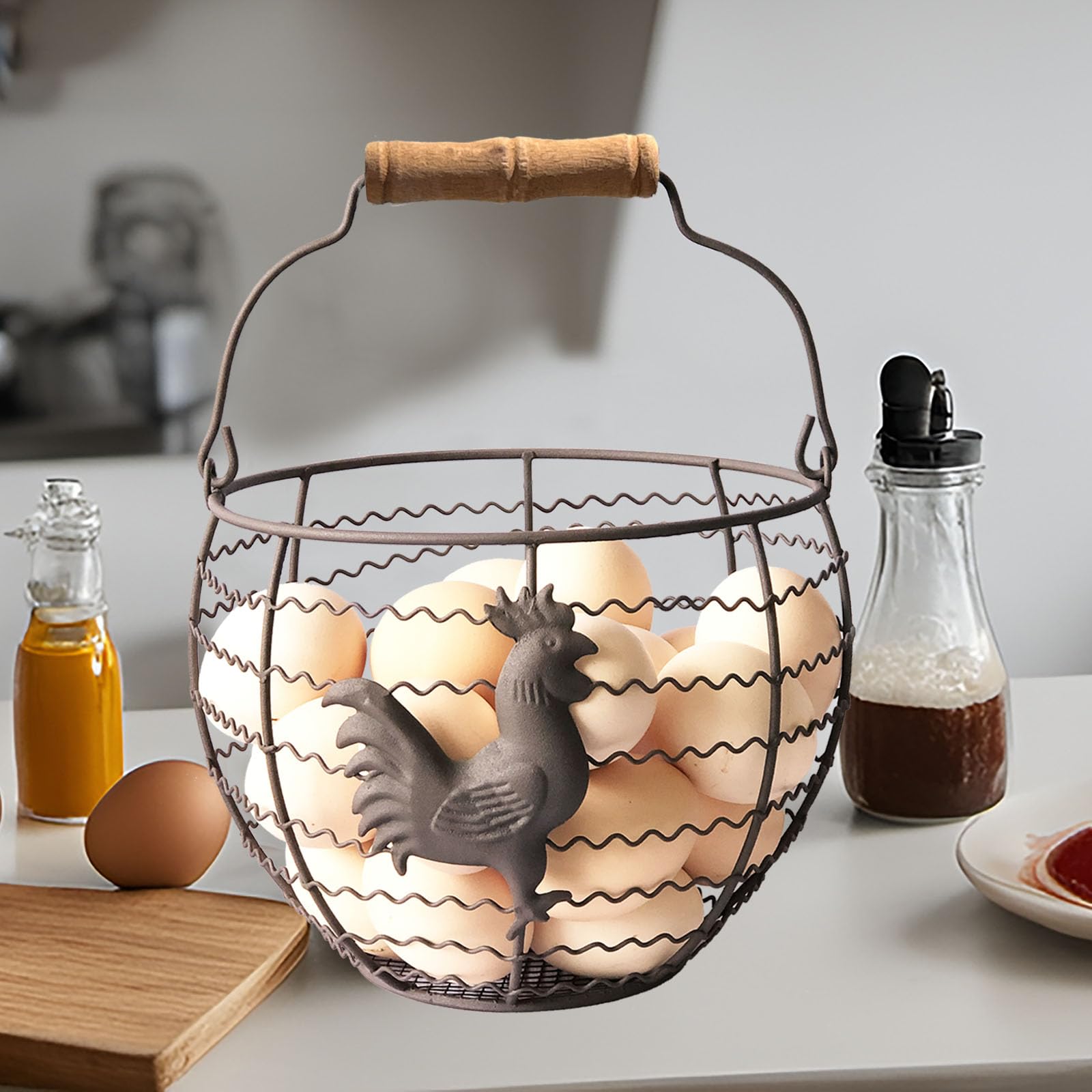 vintage style egg gathering basket for farmhouse decor