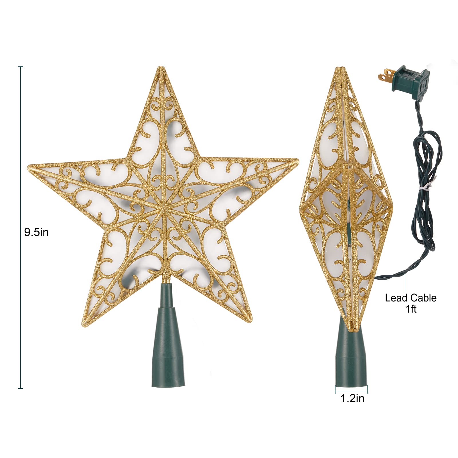 Festive gold glitter star topper enhances party and storefront decor