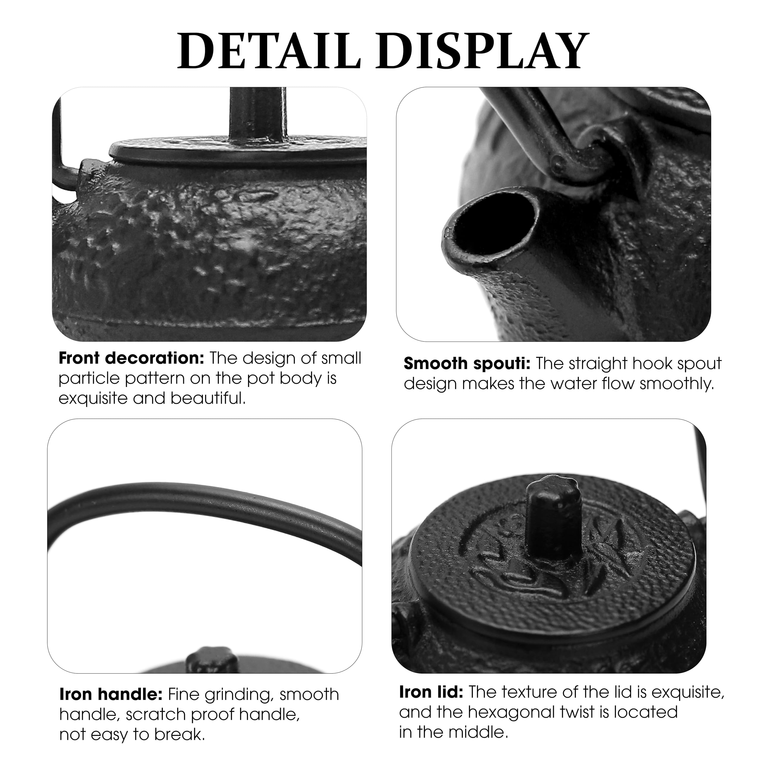 retro leaf pattern cast iron teapot