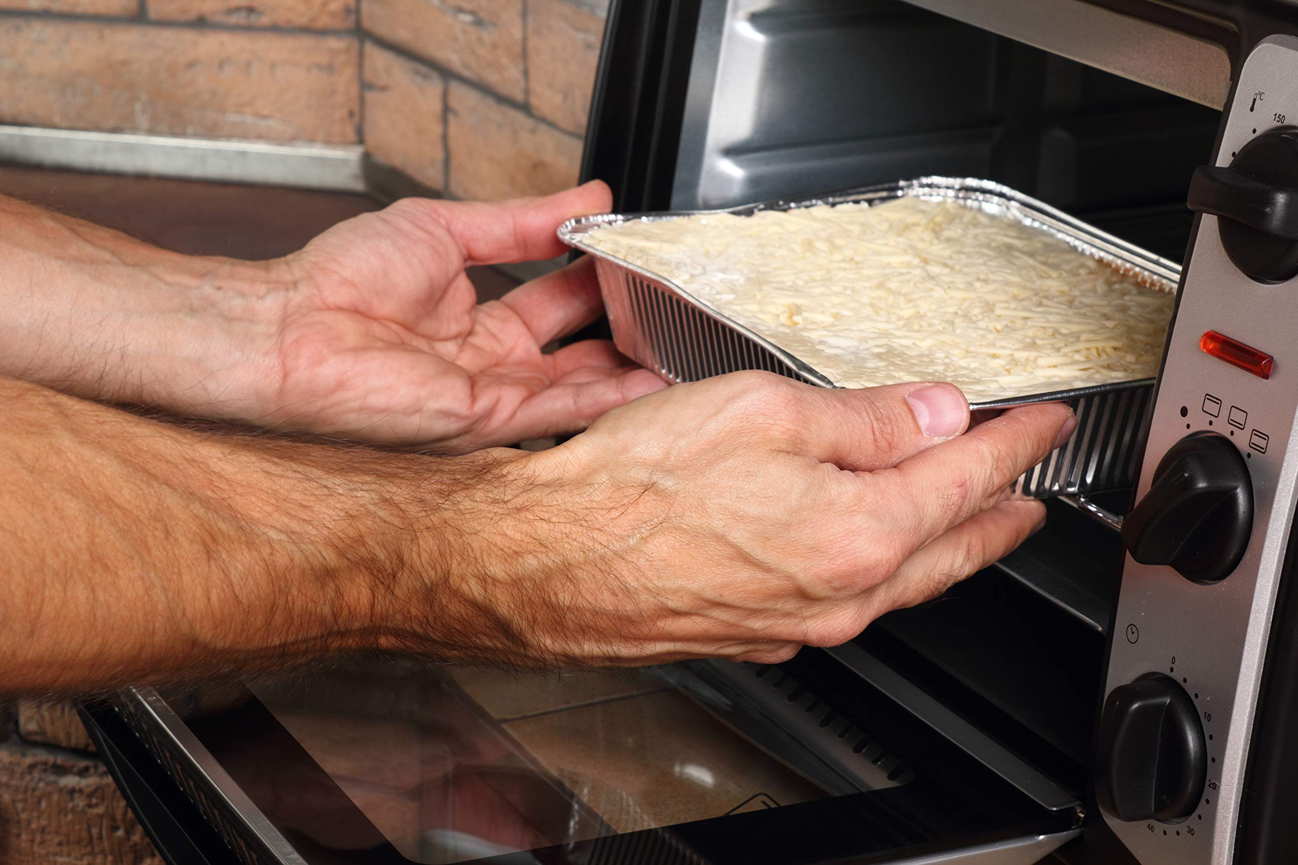 Pans measure 8.5 in L x 6.25 in W x 1.75 in H