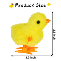 front view of decyool easter wind up chick and bunny plush toy 3.2 x 2.7 inches