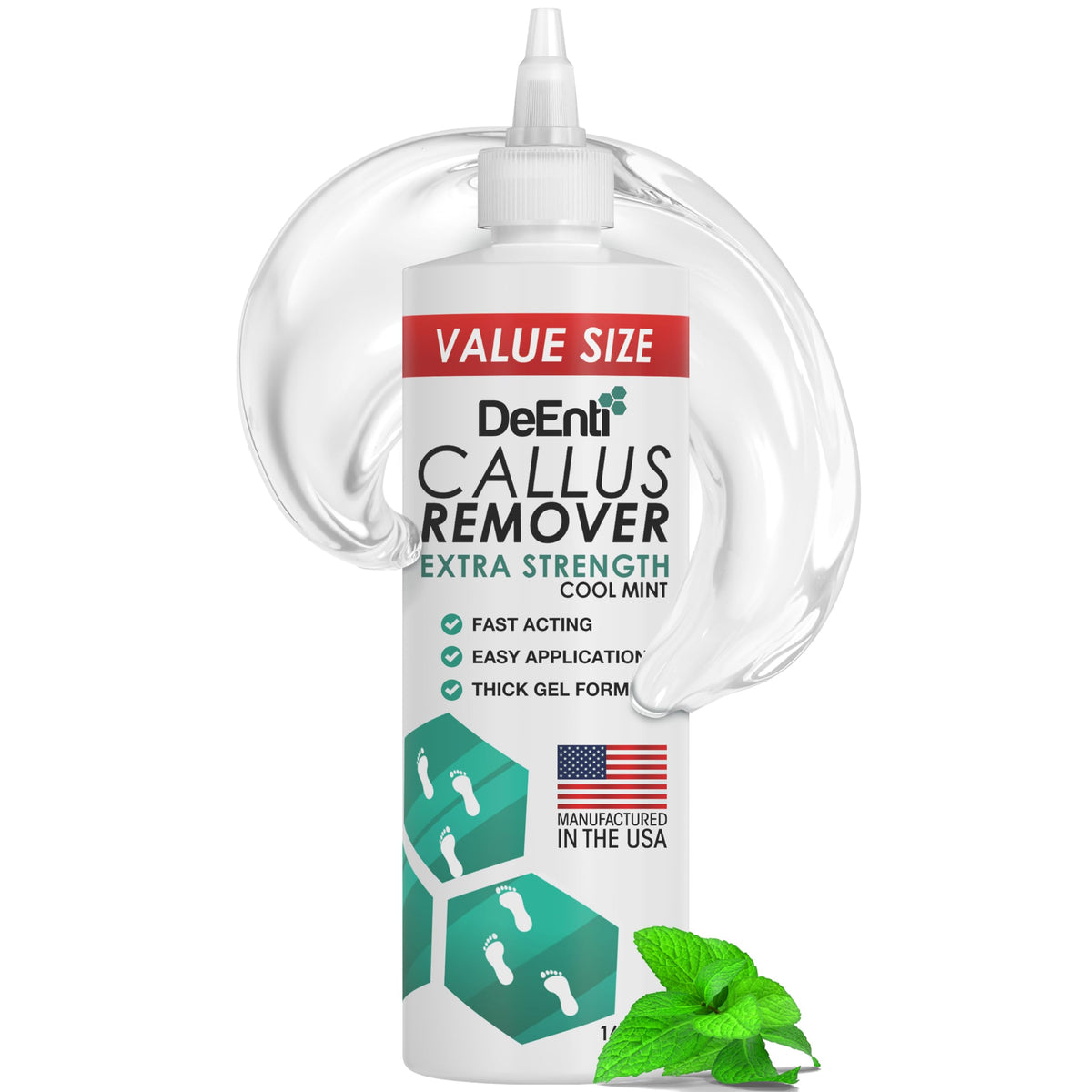 DeEnti Foot Callus Remover Gel bottle 16oz in cool mint