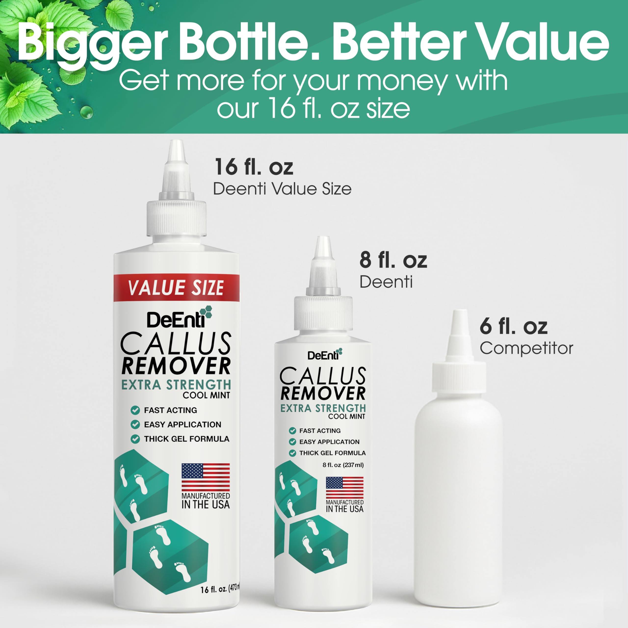 DeEnti Foot Callus Remover Gel 16oz cool mint packaging