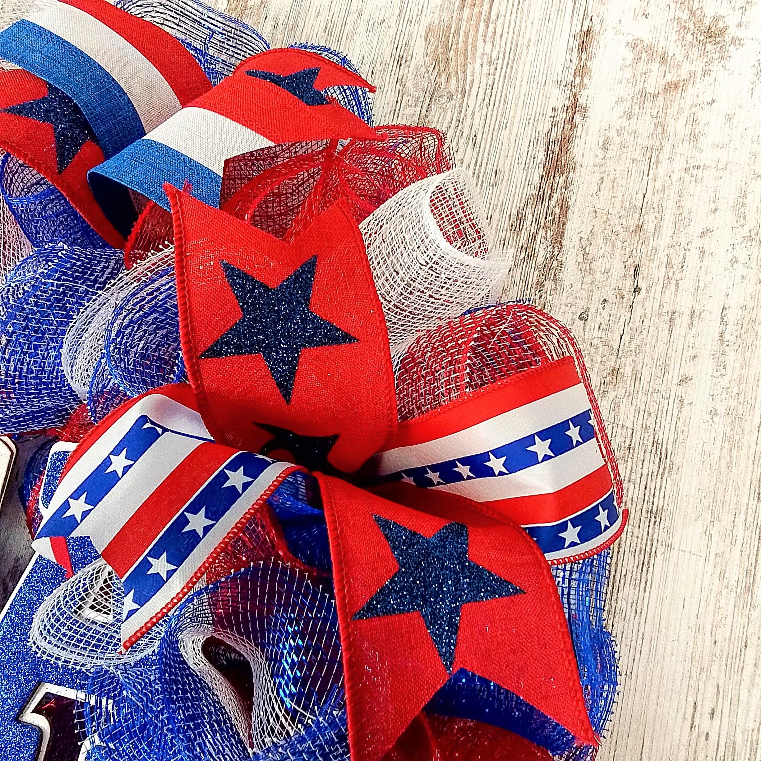 Custom designs available for Fourth of July Wreath