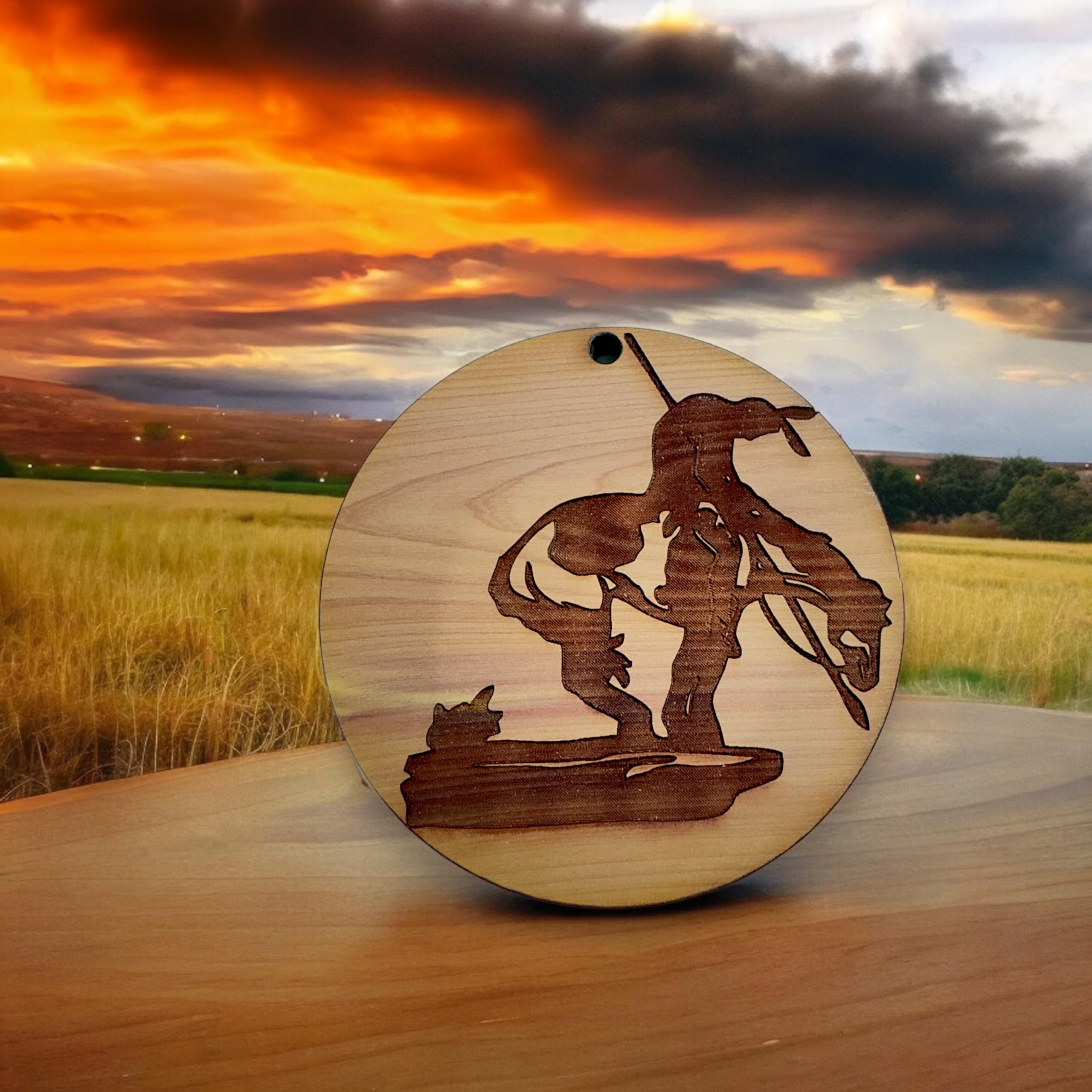 Texas designed cedar ornament laser cut