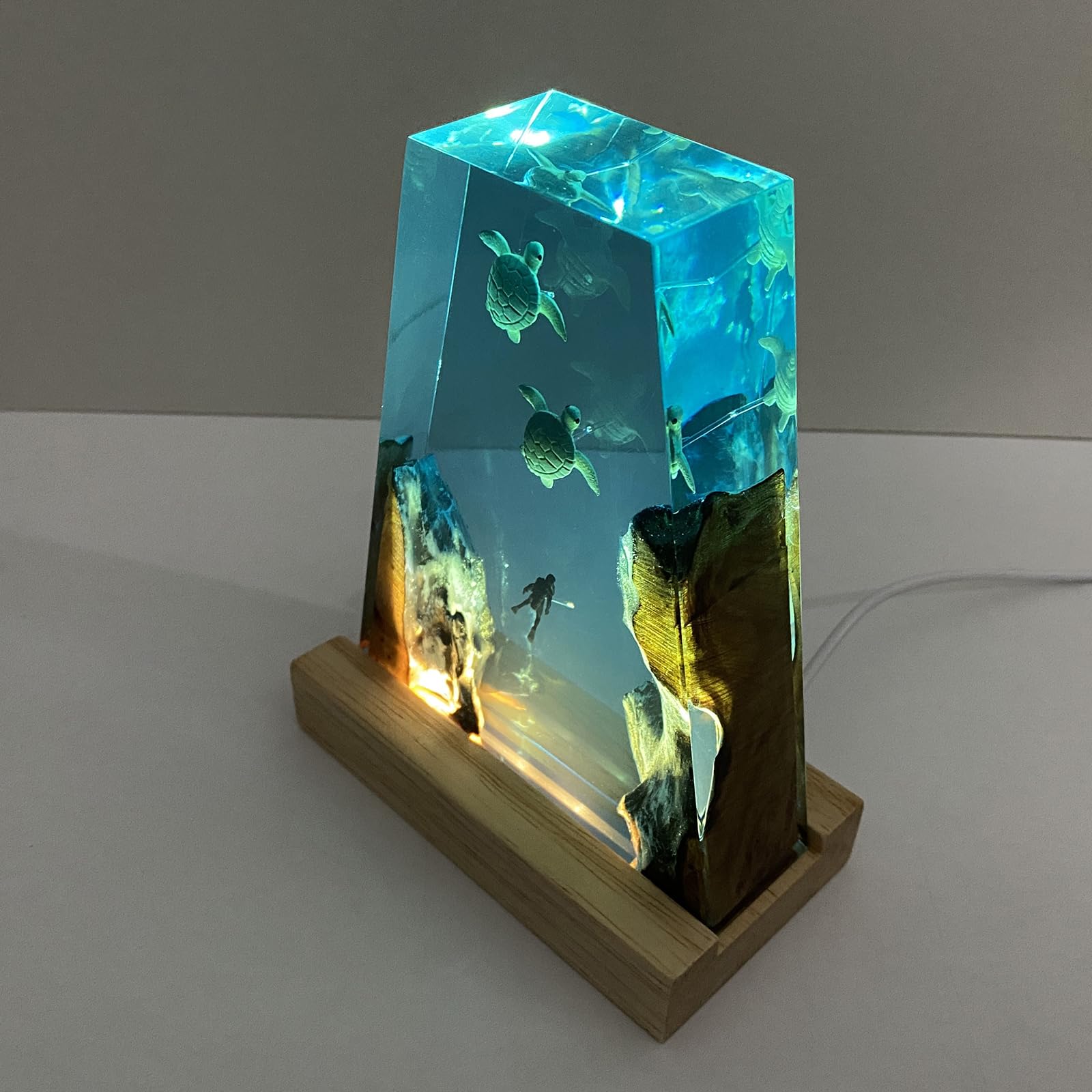 Deep sea inspired night light with warm glow