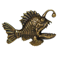 deep see brass fish anglerfish figure on display