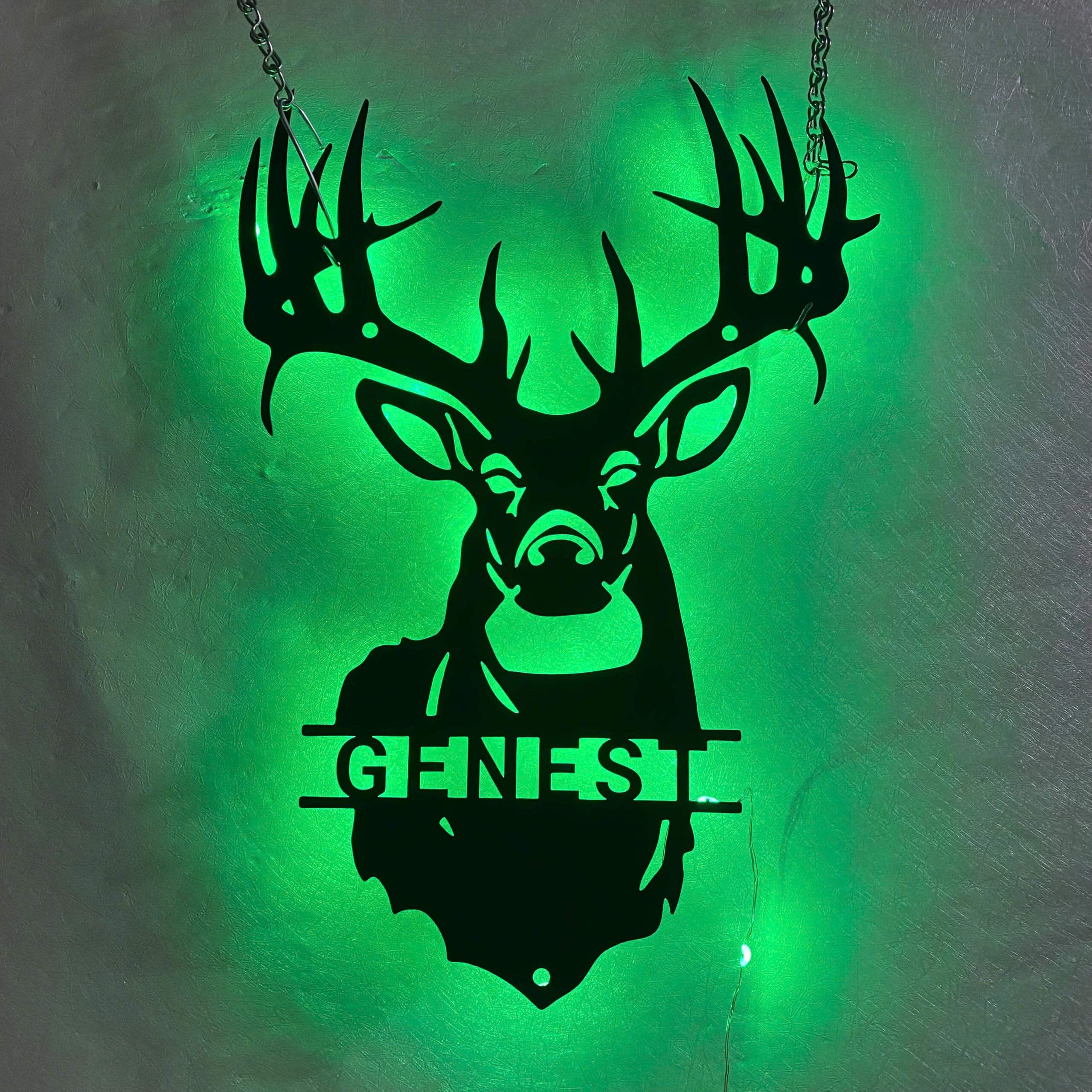 Deer antler metal wall art with LED light 10 inch size