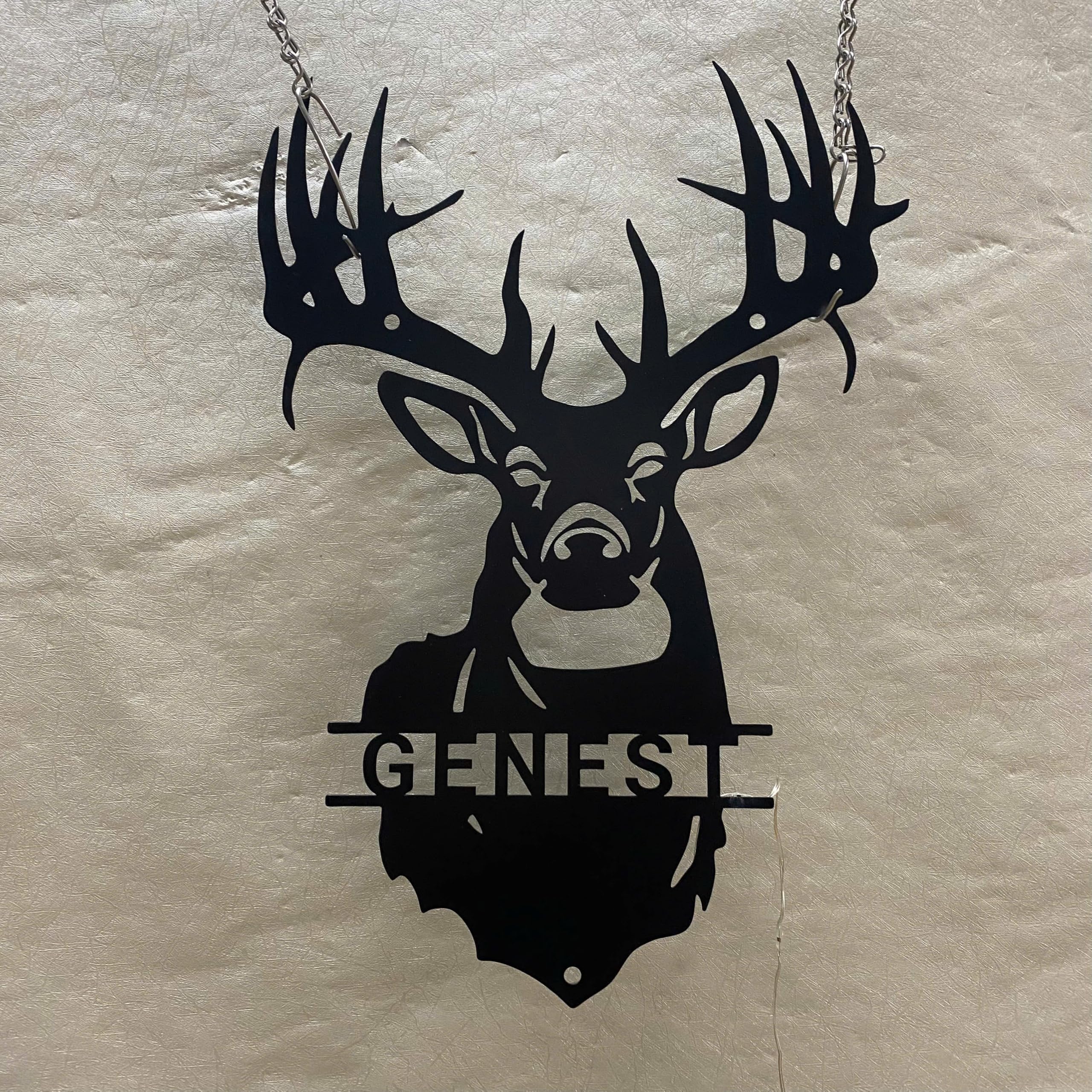 Deer antler metal wall art with LED light 12 inch size