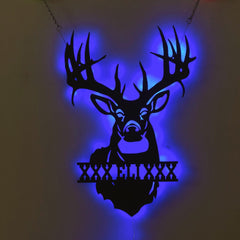 Deer antler metal wall art with LED light 14 inch size