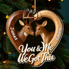 Deer couple personalized acrylic ornament close up