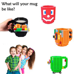 Kids brick mug by DEEXITO with building blocks included