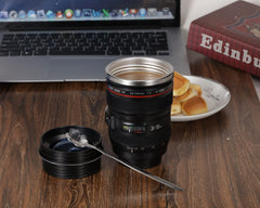 Four leaf clover spoon included with DEEXITO camera lens mug